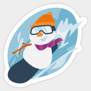 Snowman Snowboarding Sticker